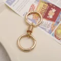 Golden metal spring double ring keychain DIY hardware durable hanging bag pendant craft ornament - Gold