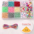 15-Fächer Perlen Set DIY Armband Set mit bunten Acrylperlen, Buchstaben und Kordel - 15-Fächer Rocailles und Acrylperlen Set / Ca. 4740 Stk. Packung / Gemischte Farben