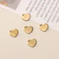 Stainless steel heart charms gold pendant DIY jewelry making accessories for bracelets - Heart Style Number One / 5 Pieces Pack (7x6.5mm) / Gold