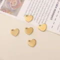 Gold heart metal charms stainless steel pendant DIY jewelry making handmade bracelet earrings supply - Heart Style Number Two / 5 Pieces/Pack (10x9mm) / Gold