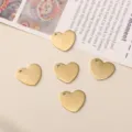 Gold heart metal charms pendants for DIY jewelry making accessories craft supplies 5pcs - Heart Style Number Three / 5 Pieces/Pack (14x13mm) / Gold