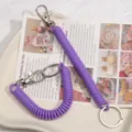 Cordon porte-clés spiralé violet, lanière anti-perte pour téléphone et pendentif de sac. - Violet