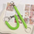 Lanière porte-clés à ressort vert néon, sangle anti-perte pour cartable d'étudiant DIY. - Vert