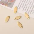 Gold stainless steel oval blank charms with double holes for DIY jewelry making earrings bracelets - Oval Tag Style Number Nine
