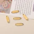 Stainless steel blank connector charms diy jewelry making bracelet necklace components - Rectangle Tag Style Number Sixteen
