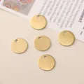 Gold stainless steel round blank tags charms for DIY jewelry making earrings bracelets. - Round Tag Style Number Twenty-One