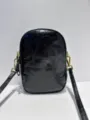 Retro genuine leather crossbody phone bag for women, versatile mini shoulder bag and coin purse. - Black