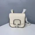 Mini leather saddle bag for women, stylish casual cross-body shoulder bag in cream white. - 19 / Milk White