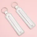 Porte-clés vierge en cuir PU argenté accessoire DIY avec anneau métallique et rivets. - 15cm 1 Pièce/Paquet / Argent