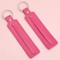 Lanière porte-clés en cuir rose avec anneau métallique, accessoire DIY créatif top. - 15cm 1 Pièce/Paquet / Rose rouge