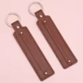 Porte-clés en cuir marron DIY lanière vierge avec anneau en métal pour cadeau couple. - 15cm 1 Pièce/Paquet / Brun Foncé