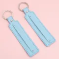 Porte-clés en cuir bleu clair accessoire DIY, pendentif anneau métal créatif pour cadeau. - 15cm 1 Pièce/Paquet / Bleu clair