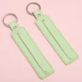 Porte-clés en cuir vert clair, accessoire anneau métallique DIY pour sacs et cadeaux. - 15cm 1 Pièce/Paquet / Vert clair