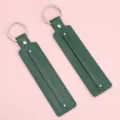 Set de porte-clés en cuir vert, élégant accessoire DIY avec anneau métallique pour sacs. - 15cm 1 Pièce/Paquet / Vert foncé