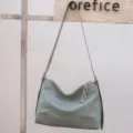 Borsa a Tracolla in Vera Pelle Verde da Donna Borsa a Sacco Casual Morbida Borsa in Pelle Bovina - Verde matcha