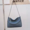 Borsa a tracolla in vera pelle da donna, elegante borsa a mano in morbida pelle bovina. - Teal