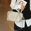 Bolso de mano de cuero genuino para mujer bolso de hombro suave bolsa tote casual - 36*16*21 cm / Gris