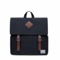 Black polyester casual backpack for men and students, stylish daily school and work bag. - Black