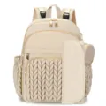 Large capacity diaper backpack multifunctional mommy bag with changing pad and insulated pockets. - Apricot