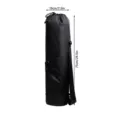 Black yoga mat bag detail view, multi-functional gym fitness travel backpack with dimensions. - Black
