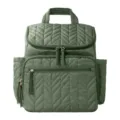 Green quilted backpack for women, stylish chevron oxford cloth casual daily daypack. - Green
