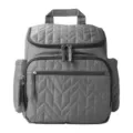 Grey quilted backpack with chevron pattern, casual daily school daypack with top handle. - Gray