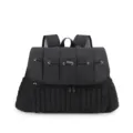 Large capacity black quilted diaper backpack for mothers, stylish travel waterproof mummy bag. - Black
