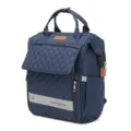 Multi-functional quilted diaper backpack in dark blue with large capacity and durable material. - Blue