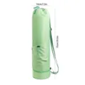 Light green cylindrical yoga mat backpack with drawstring and bottom zipper compartment. - Green