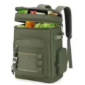Large waterproof insulated cooler backpack in green for camping, picnic and outdoor use. - Green