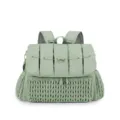 Quilted backpack diaper bag with large capacity, fashionable and waterproof design for mom. - Green