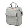 Grey multi-functional diaper backpack, large capacity maternity mother bag with quilted flap. - Gray