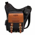 Mens canvas tactical chest bag vintage single shoulder crossbody bag casual backpack black - Black