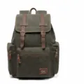 Vintage green canvas large backpack for men and women, outdoor casual travel school bookbag. - 17" / Army Green
