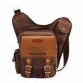 Canvas Men Chest Bag Coffee Color Casual Retro Tactical Shoulder Crossbody Bag - Coffee