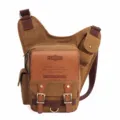 Men vintage canvas sling chest bag casual tactical cross body shoulder daypack khaki. - Khaki