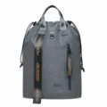 Grey minimalist polyester drawstring backpack for casual outdoor and student laptop use. - Gray
