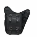 Black canvas tactical messenger bag retro shoulder chest bag for men outdoor casual use. - Nylon Black