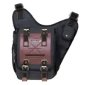Retro canvas sling bag, tactical crossbody chest bag in dark grey with brown leather accents. - Black