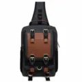 Men's casual canvas sling bag chest backpack in black, stylish travel cross body bag. - Black