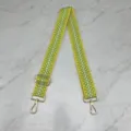Replacement canvas bag strap with gold hardware and adjustable length for crossbody shoulder bag. - Yellow Green White Geometric