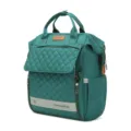 Green quilted multi-functional diaper backpack, large capacity baby care bag for moms. - Green
