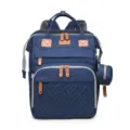 Blue diaper backpack, stylish and convenient mom bag for travel and daily baby care use. - Blue