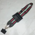 Adjustable replacement wide strap for women bag with coin purse and phone hanging tab - Green-Red-Green Webbing
