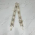 Sangle de sac large en toile réglable bandoulière de rechange avec accessoires dorés chic - Beige Brun Diamant
