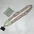 Woven bag strap replacement with coin purse adjustable crossbody strap for women handbag accessories - Geometric Strap with Mint Green Bag