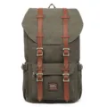 Vintage canvas backpack for men and women, durable outdoor travel and school casual bag. - Army Green