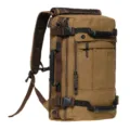 Vintage canvas travel backpack, multi-functional casual daypack for outdoor and short trips. - Khaki