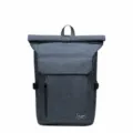Dark gray college style roll-top backpack, lightweight casual travel laptop computer bag. - Dark Gray