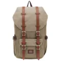 Vintage canvas backpack casual travel daypack with leather straps for men and women - Khaki